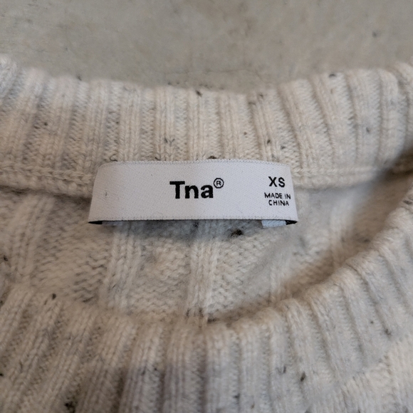 TNA Sweater Cable Knit Women's XS Wool Cashmere Cream Speckled - Picture 2 of 9